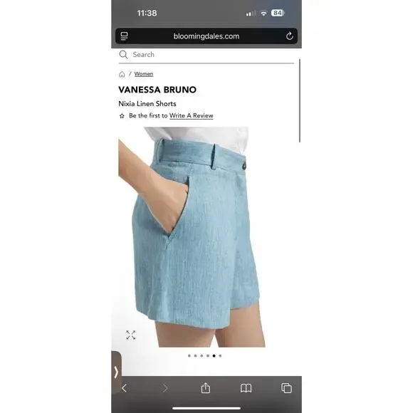 VANESSA BRUNO Nixia Linen Shorts High Waisted Blue Sz 40 US Sz 8 NWT $345